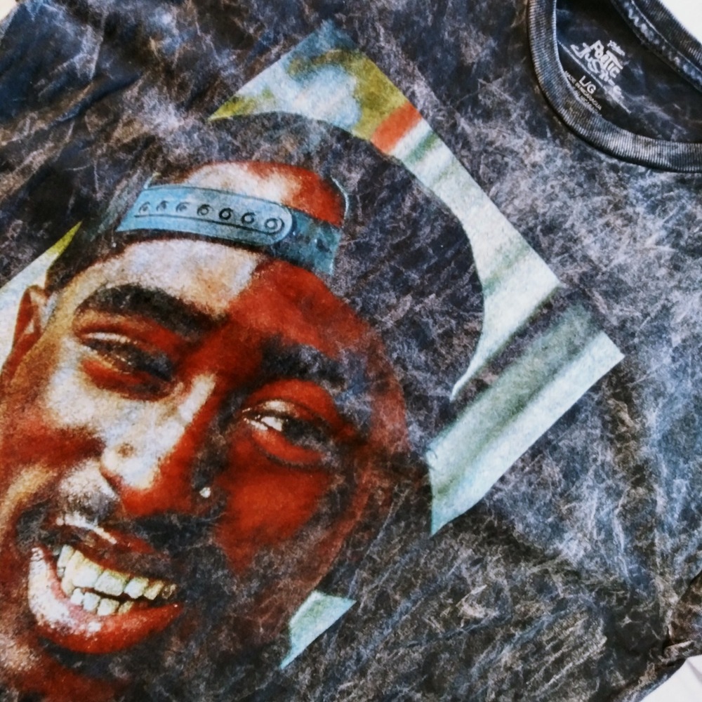 Poetic Justice Tupac Shakur Graphic T Shirt Men's Large L Black Wash